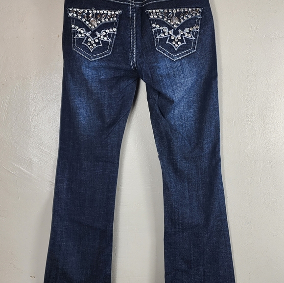 D-Fuz Jeans Women's Jr Size 7/8 Dark Wash Rhinestone Button Flap Pockets - Picture 10 of 12